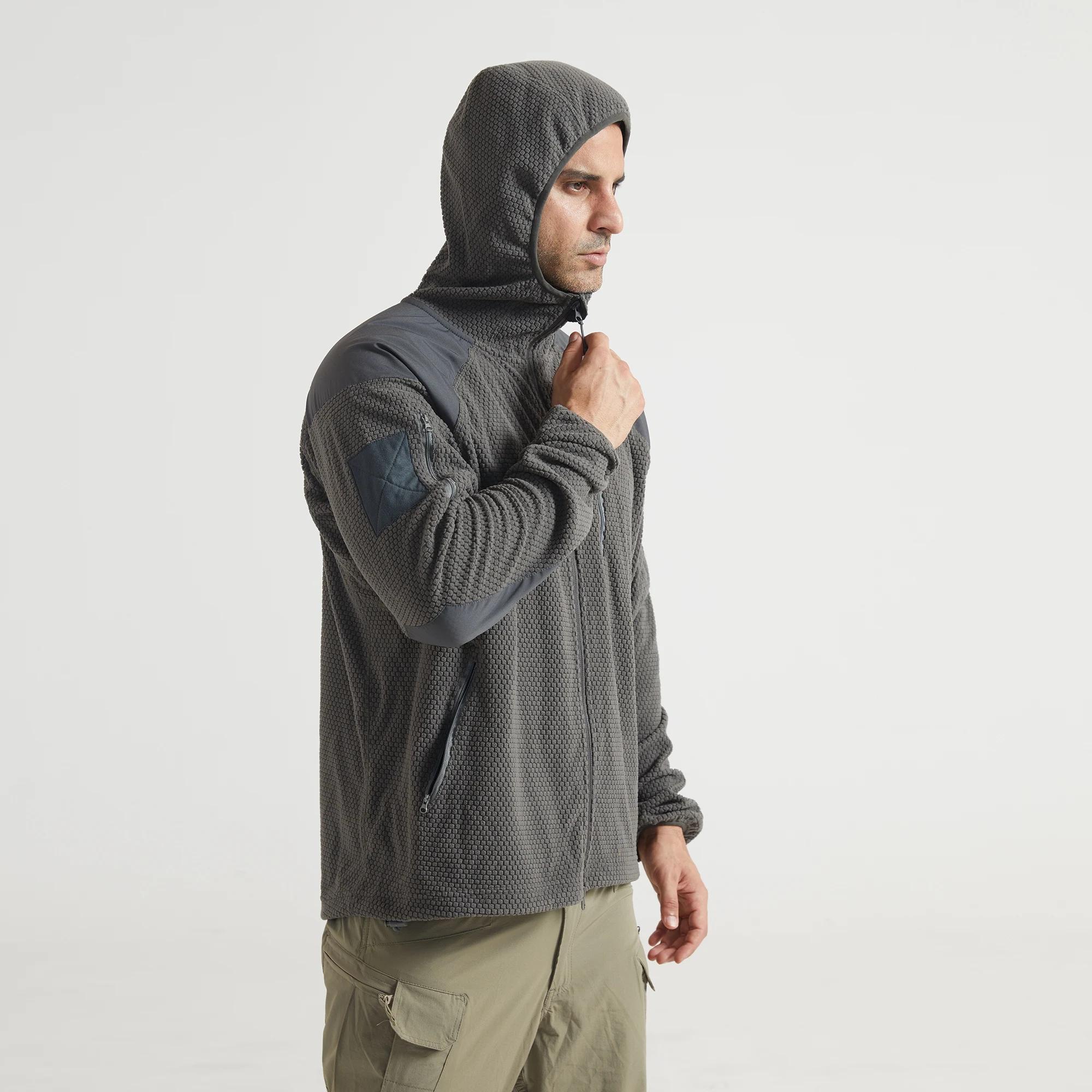 Veste tactique militaire en polaire pour homme, coupe-vent thermique à col montant, manteau de sport