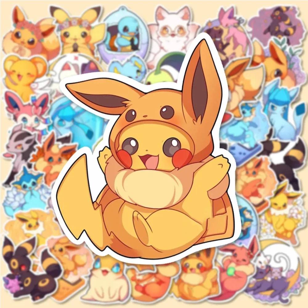 10/30/50pcs Kawaii Pokemon Pikachu Eevee autocollants mignon dessin animé enfants décalcomanies joue