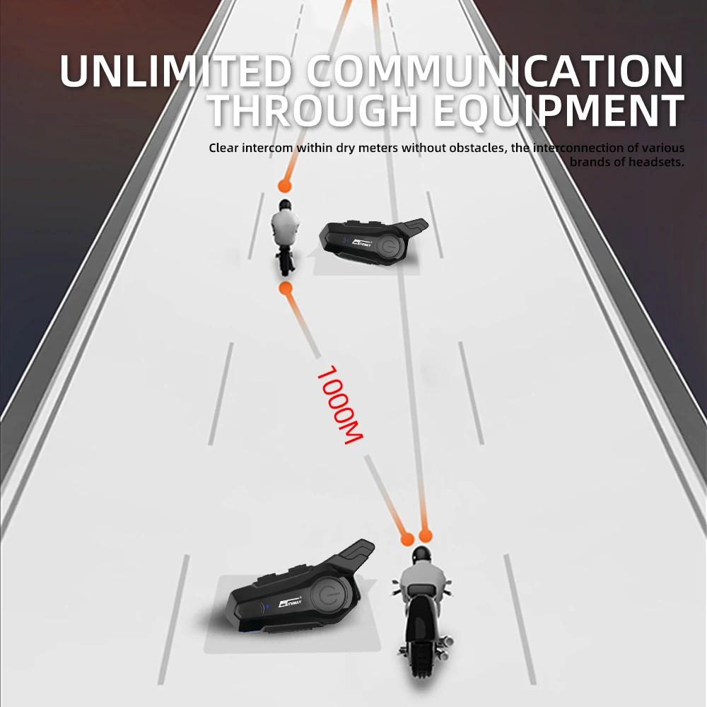 Oreillette Bluetooth sans fil pour moto, appareil de communication pour casque, intercom pour 2 moto