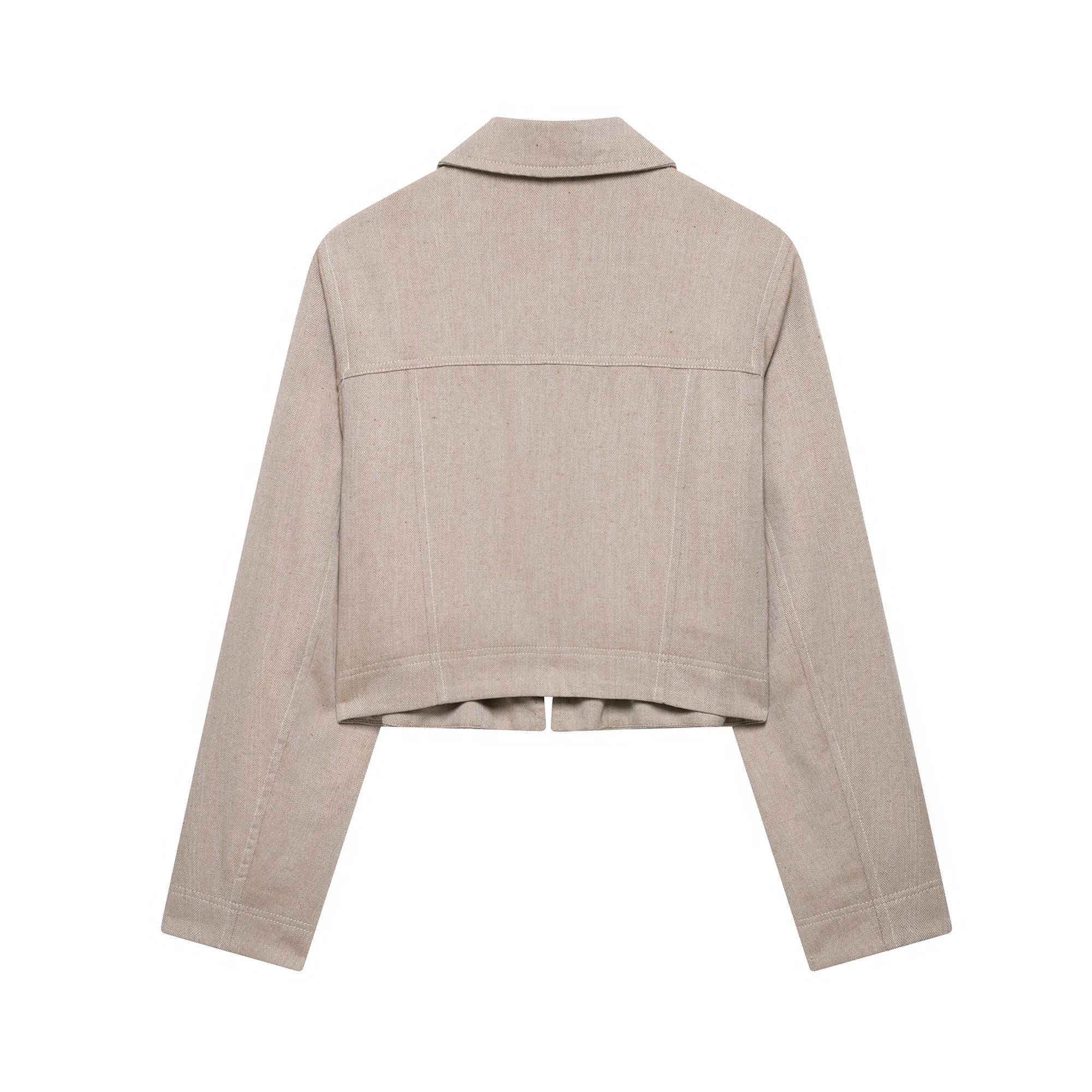 Ensemble pantalon décontracté pour femmes, fermeture éclair à revers, haut court, pantalon droit, co