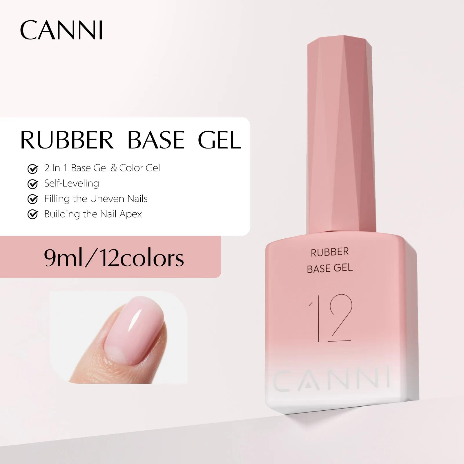 CANNI Gel de Base en caoutchouc 9ml 12 couleurs sans TPO/HEMA Base de constructeur souple tremper UV