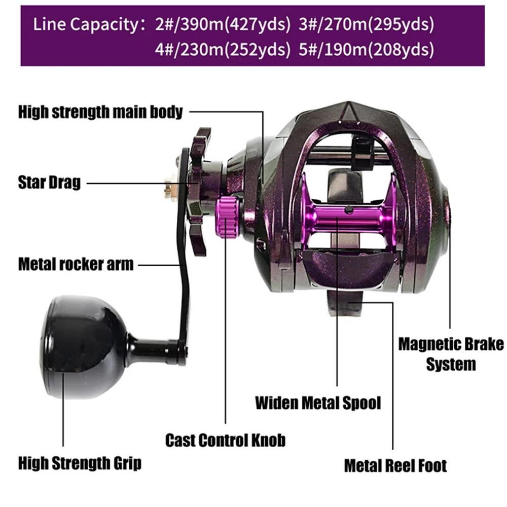 Moulinet de pêche Baitcasting à traînée maximale de 12KG, 5.3:1, roue à gouttelettes à longue portée