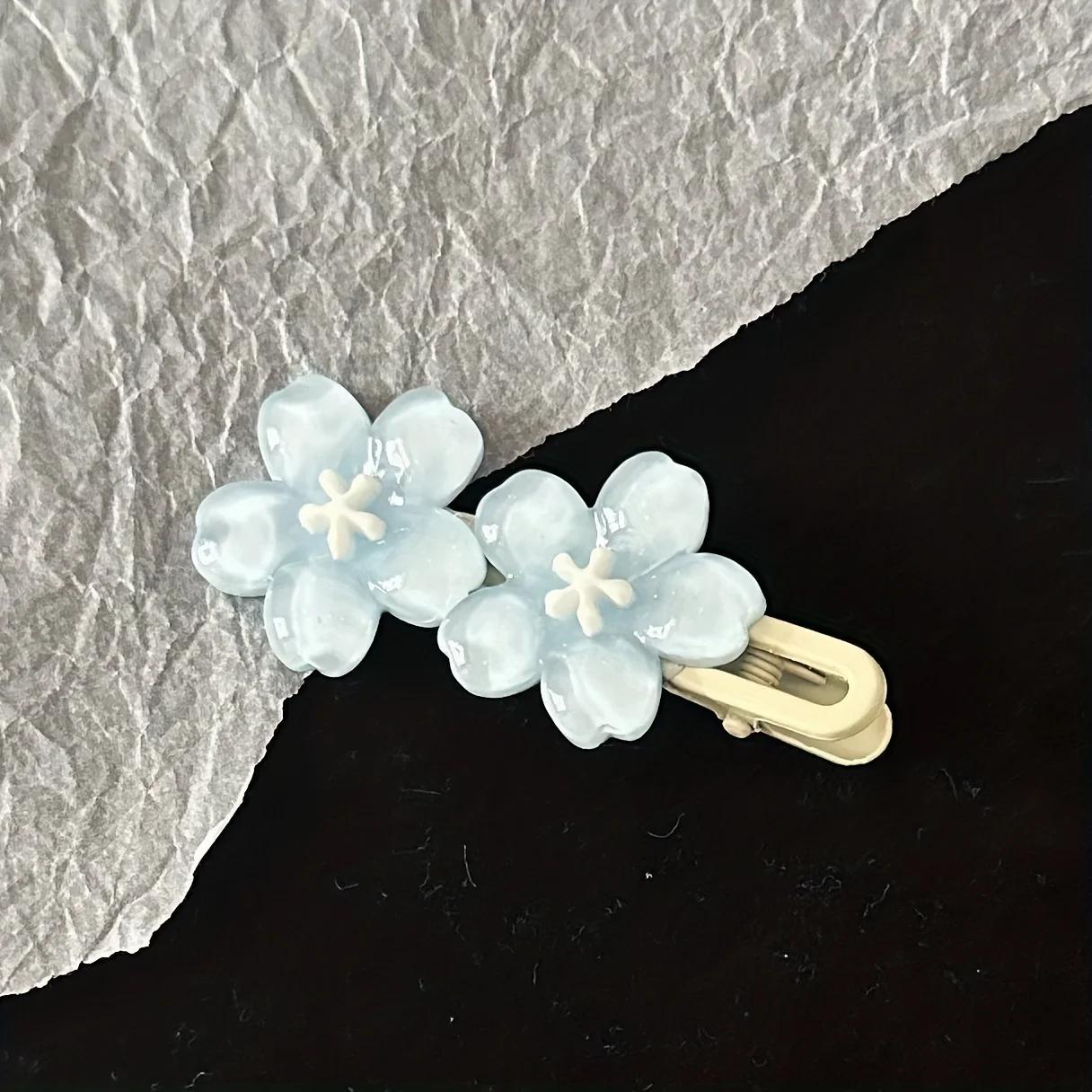 Pince à Cheveux Colorée à Cinq Pétales pour Femme, Accessoires à Motif Floral, Résines, 1 ou 2 Pièce
