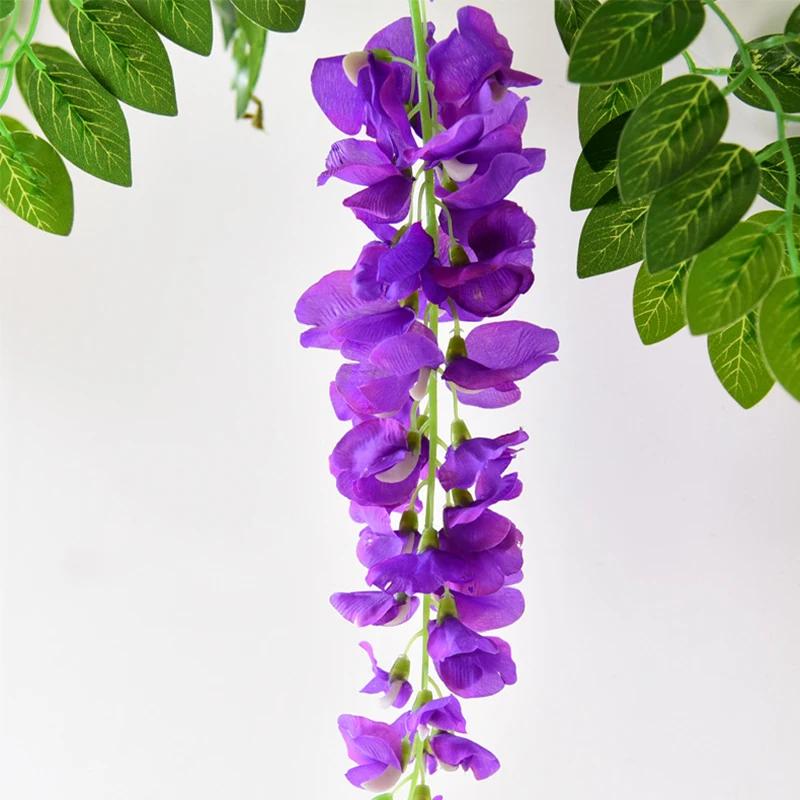 7ft 2m fleur chaîne artificielle glycine vigne guirlande plantes feuillage extérieur maison traînant
