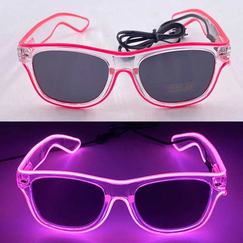 Lunettes lumineuses Led néon pour fête, fil EL, lunettes de soleil scintillantes, nouveauté, cadeau 