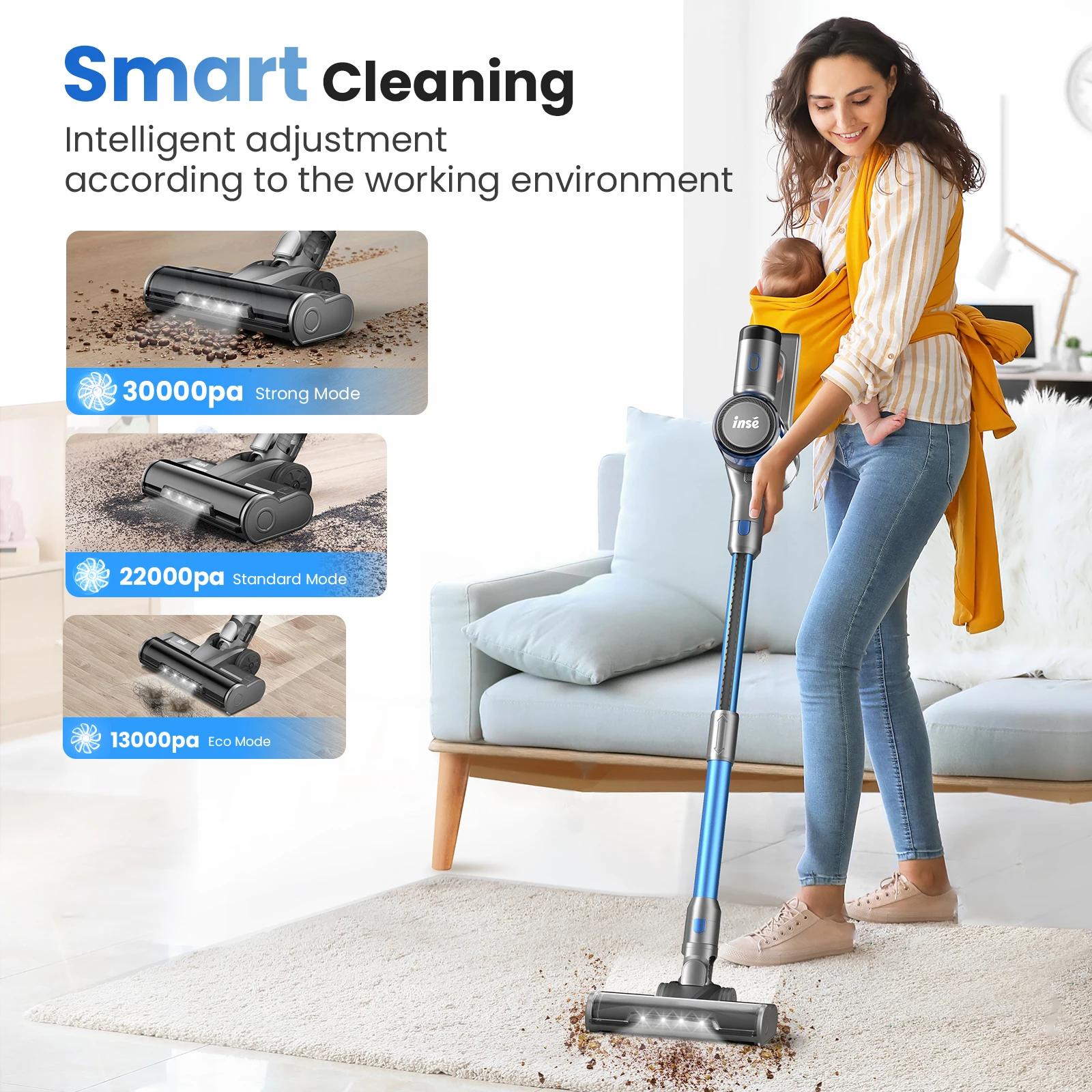 INSE-Aspirateur sans fil avec affichage LED, aspirateur à réglage intelligent, aspirateur pour tapis