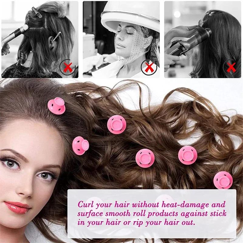 10/20 pièces bigoudis en caoutchouc souple Silicone sans chaleur bigoudis Clips pas de blesser bigou