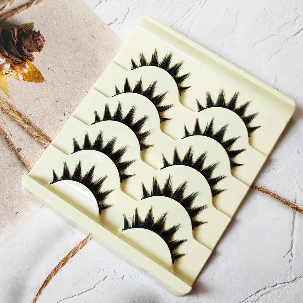 5 Paris oeil de chat faux cils longs épais Cosplay faux cils Extension Smokey maquillage naturel fai