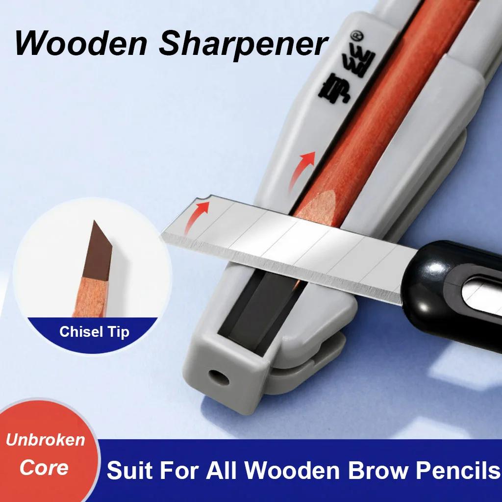 Taille-crayon à sourcils en bois pour pointe biseautée, sans noyau cassé, taille-crayon manuel facil