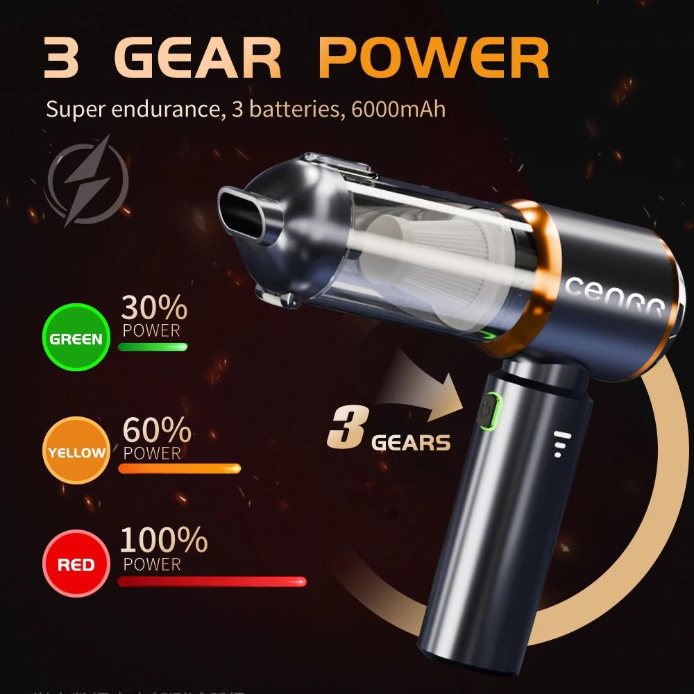 CENRR Mini aspirateur de voiture sans fil puissant nettoyeur de voiture sans fil aspirateur Portable