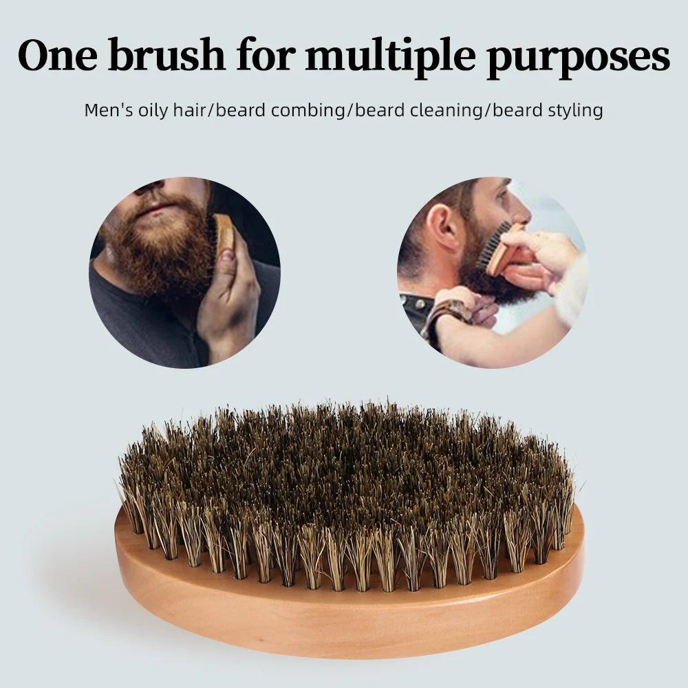 Brosse à cheveux pour hommes en poils de sanglier pour barbe naturelle, brosse à barbe, peigne à ras