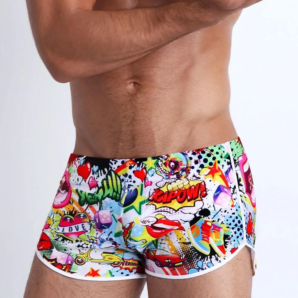 Maillots de bain pour hommes, short de bain à la mode, dessin animé, séchage rapide, maillot de bain