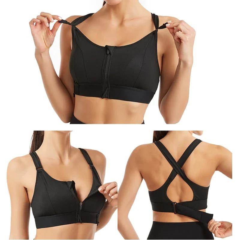 Femmes sport soutiens-gorge collants haut court Yoga gilet avant fermeture éclair grande taille sang