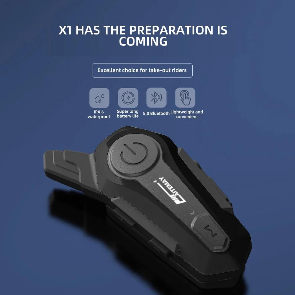 Oreillette Bluetooth X1 Plus pour Moto, appareil de communication pour casque, Intercom pour 2 motoc