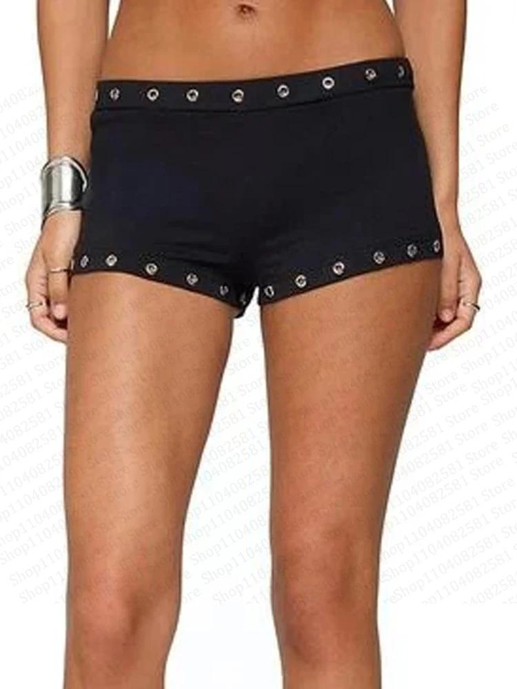 Short Y2K à la mode Grunge pour fille, avec design à rivets, coupe hip-hop, street wear, punk, panta