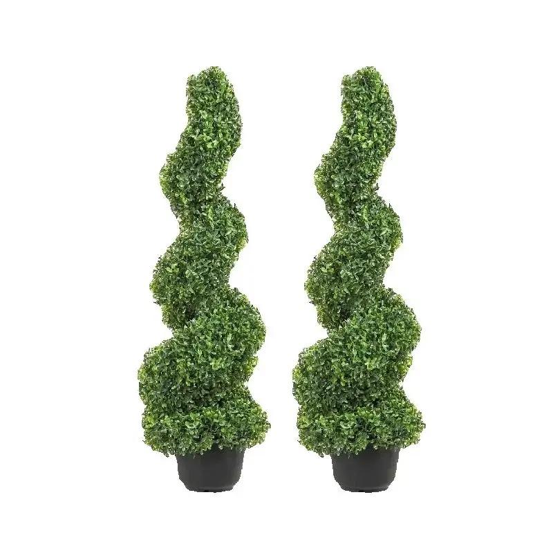 SucceBuy 1/2 pièces tour de buis artificielle topiaire spirale plante artificielle 24/36/48 pouces d