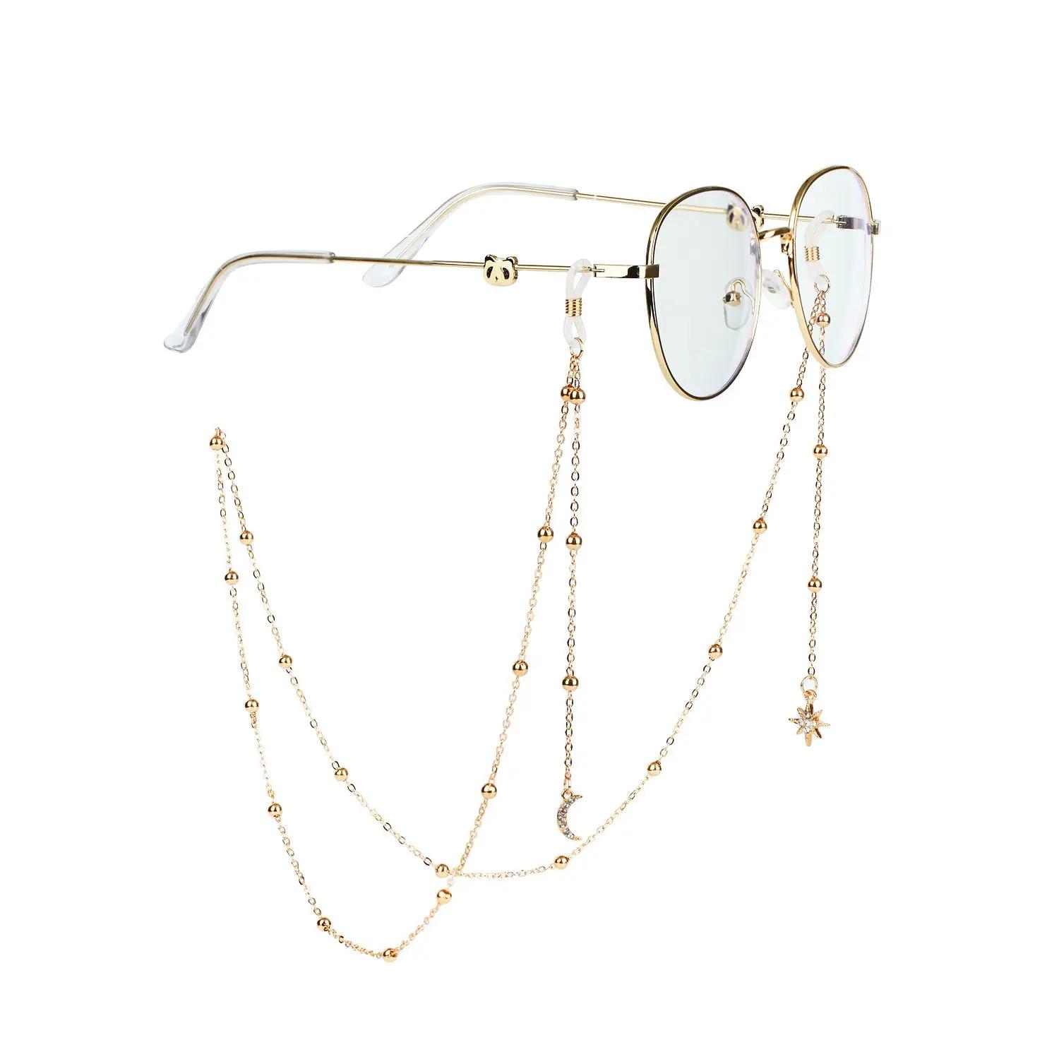 JOHollow Star Lunettes de soleil perlées pour femmes, lunettes de lecture, lanière, porte-lunettes,