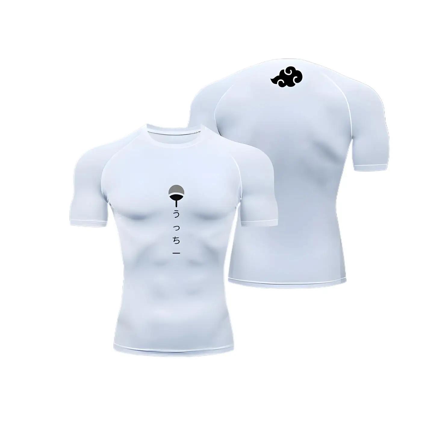 Chemise de Compression Anime pour hommes, imprimé d'été, manches courtes, protection contre les érup