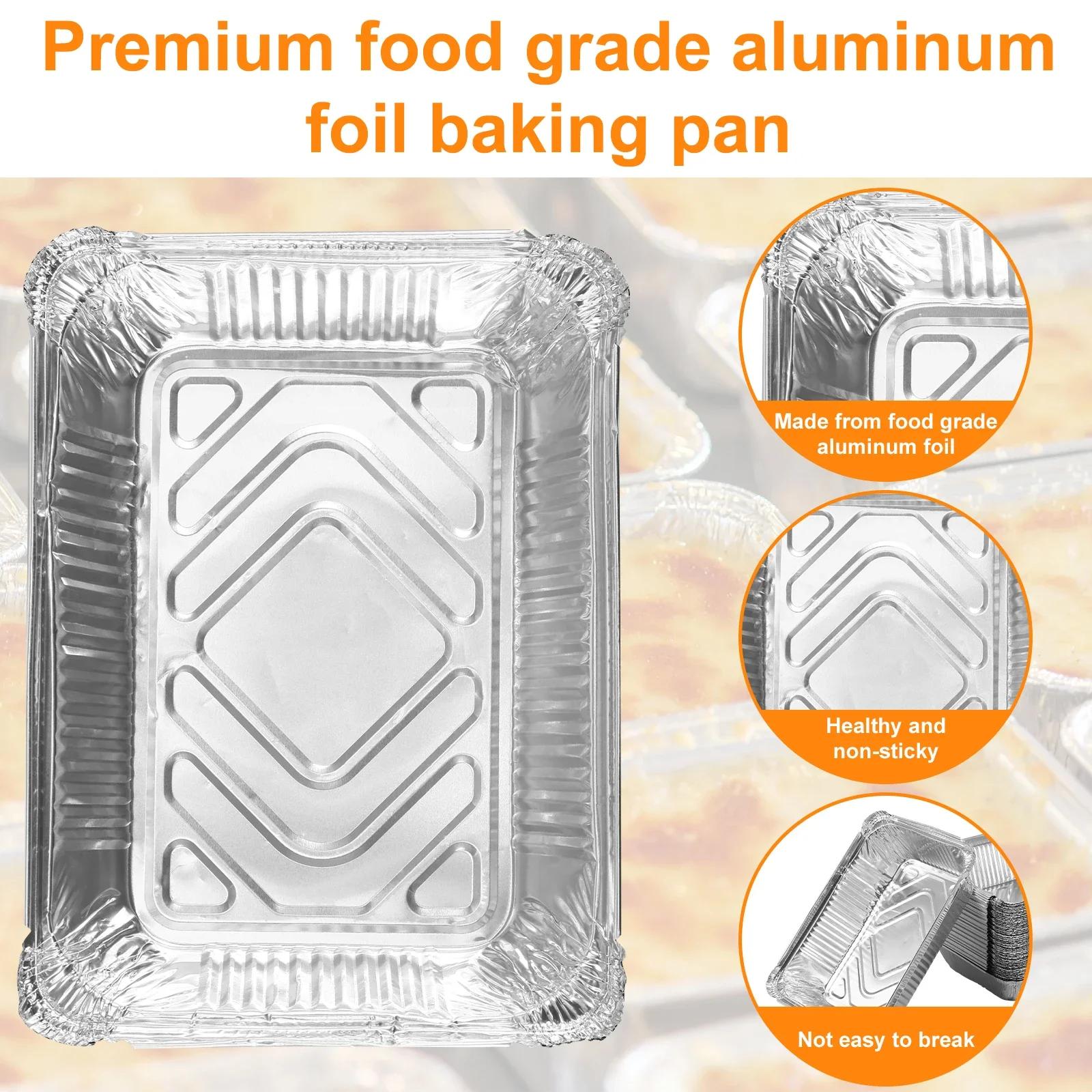 Plateaux en aluminium antiadhésifs de 1100ml, 50 pièces, moules de cuisson en aluminium réutilisable