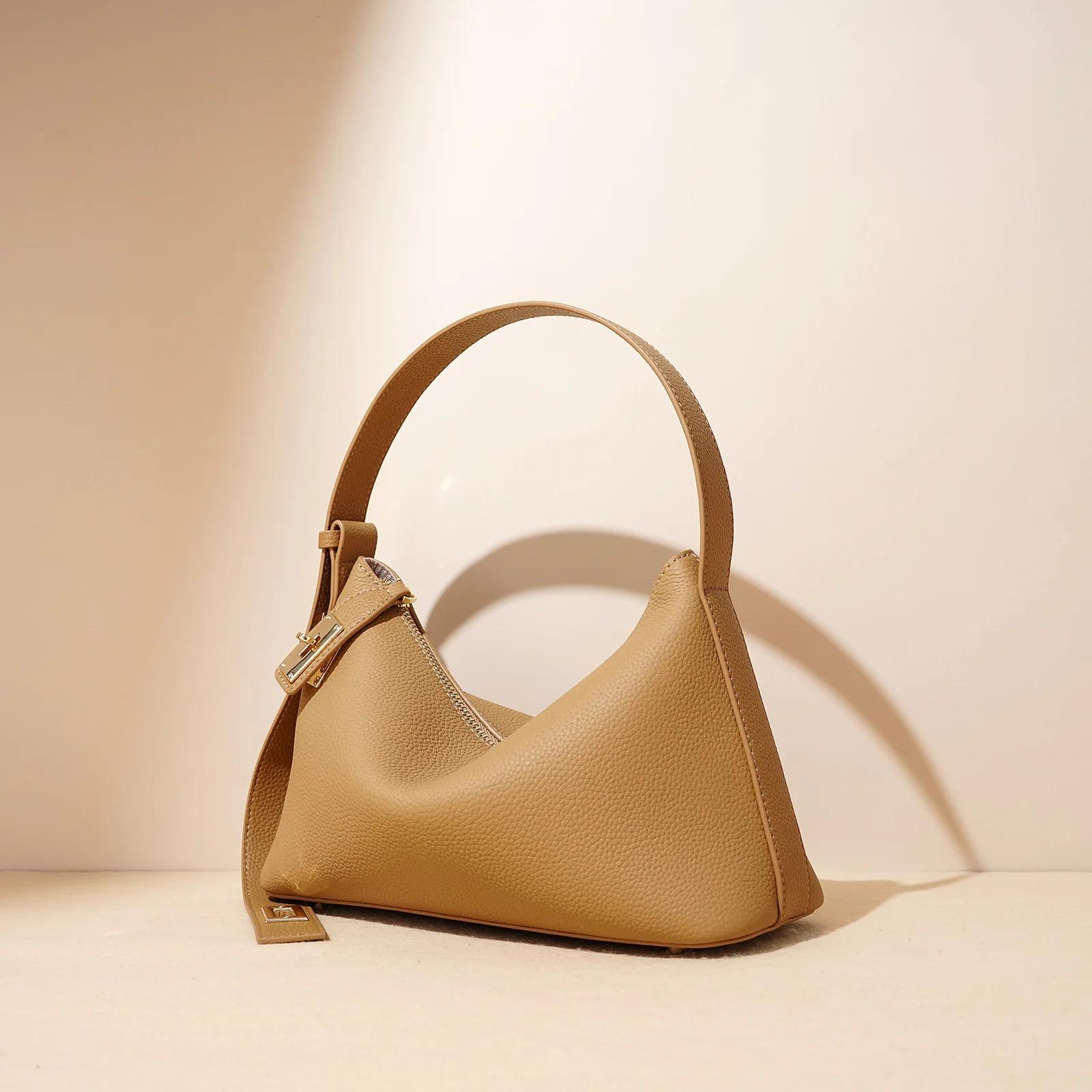 Sac à main en cuir véritable pour femmes, couleur unie, à la mode, assorti avec tout, décontracté, p