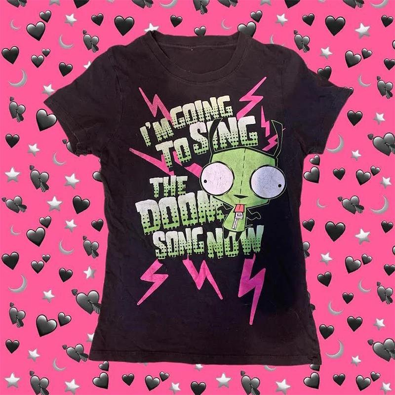 Esthétique Emo y2k hauts été bébé t-shirts hauts Streetwear gothique Harajuku graphique Cool fille T