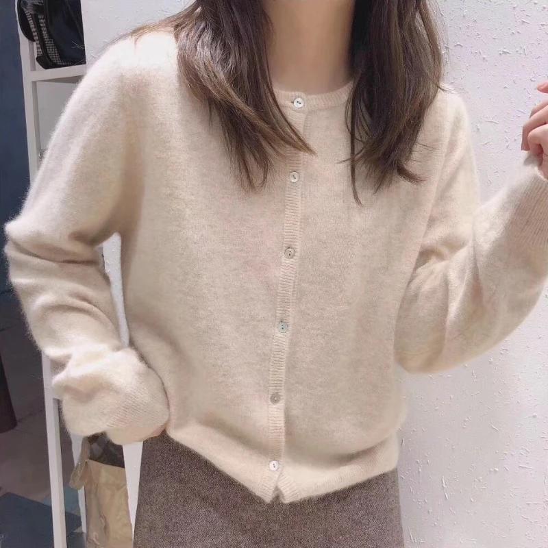 Cardigan tricoté à manches longues pour femme, haut Vintage Y2k, coréen, mode automne-hiver, col ron