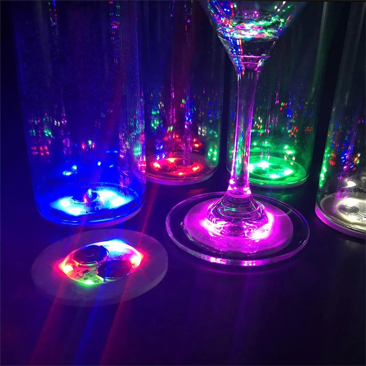 100 pièces LED vaisselle tapis tasse autocollant lumineux coloré clignotant bouteille autocollant ém