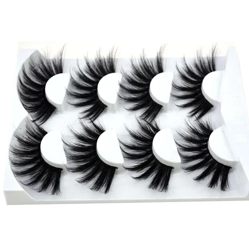 4 paires de cils de vison naturels 25mm cils faits à la main faux cils étendus
