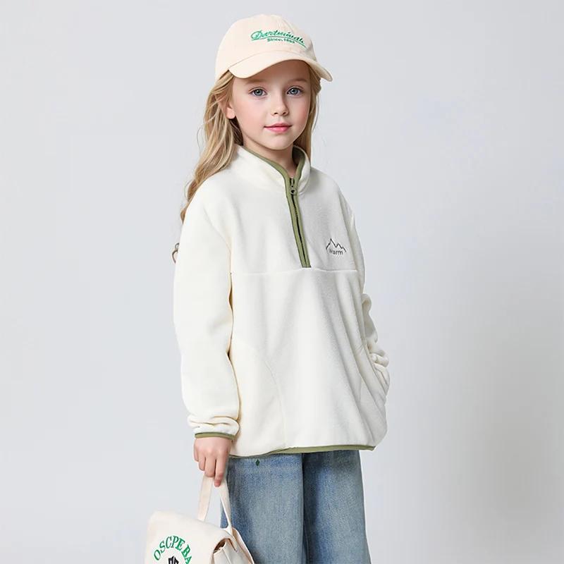 Veste polaire épaisse à col montant pour enfants, manteau coupe-vent de sport pour garçons et filles