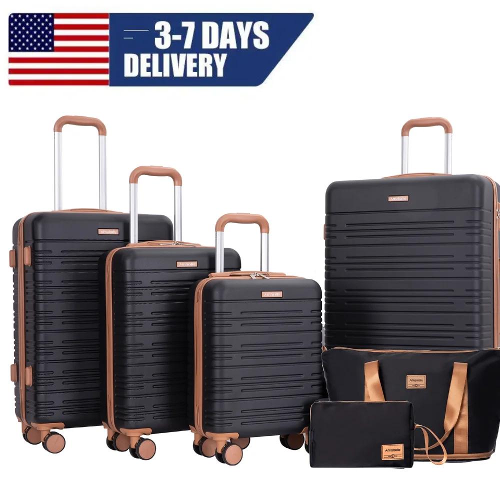 Ensemble de bagages 4 pièces, valises avec doubles roulettes pivotantes et serrure TSA, ensemble de 