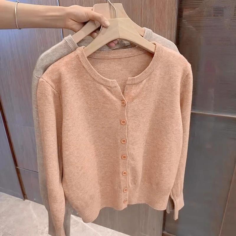 Nouvelle Collection 2026 – Pull court en cachemire tricoté molletonné pour femme, col rond, chaud, s