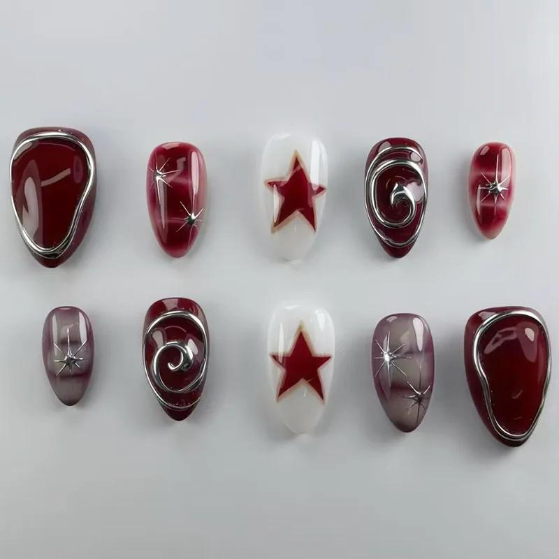 24 pièces dégradé rose amande faux ongles conseils portable oeil de chat tache conception ongles ens