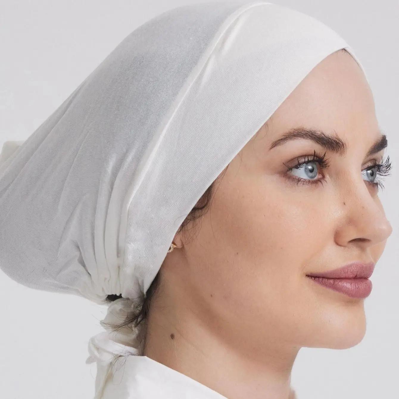 Hijab intérieur croisé en coton pour femmes musulmanes, sous-écharpe, dos réglable, bande intérieure