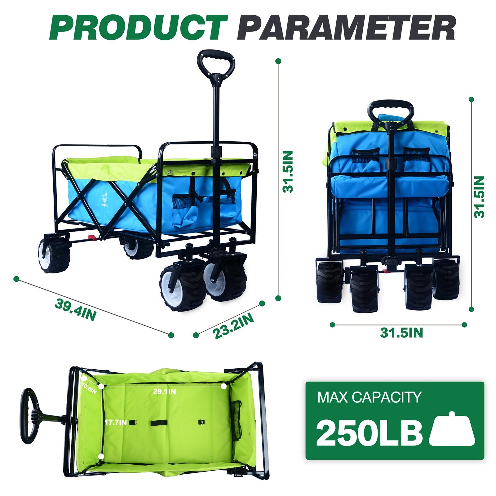 Chariot d'épicerie pliable avec roulettes, chariot de plage pliable, porte-gobelets