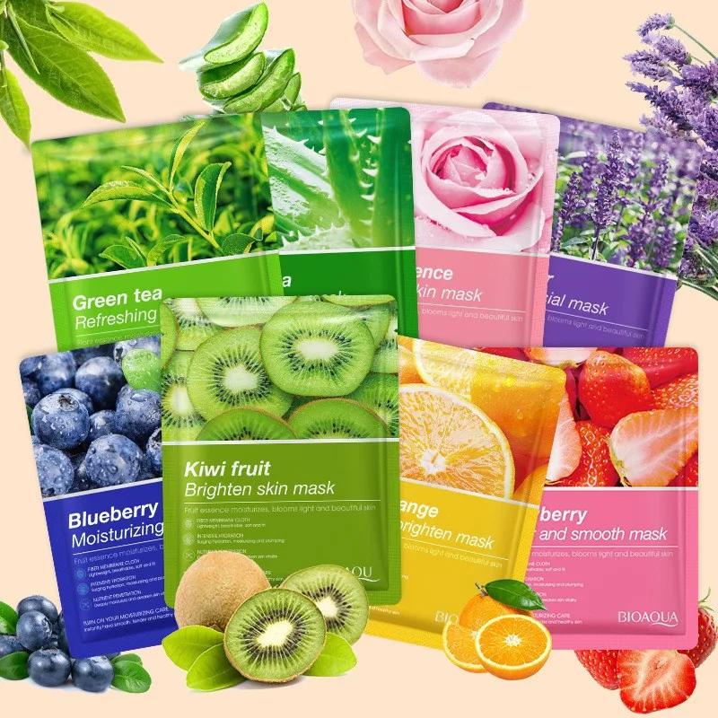 30 pièces/lot BIOAQUA feuille de soin de la peau masque aloès Olives grenade algues lot masque Facia