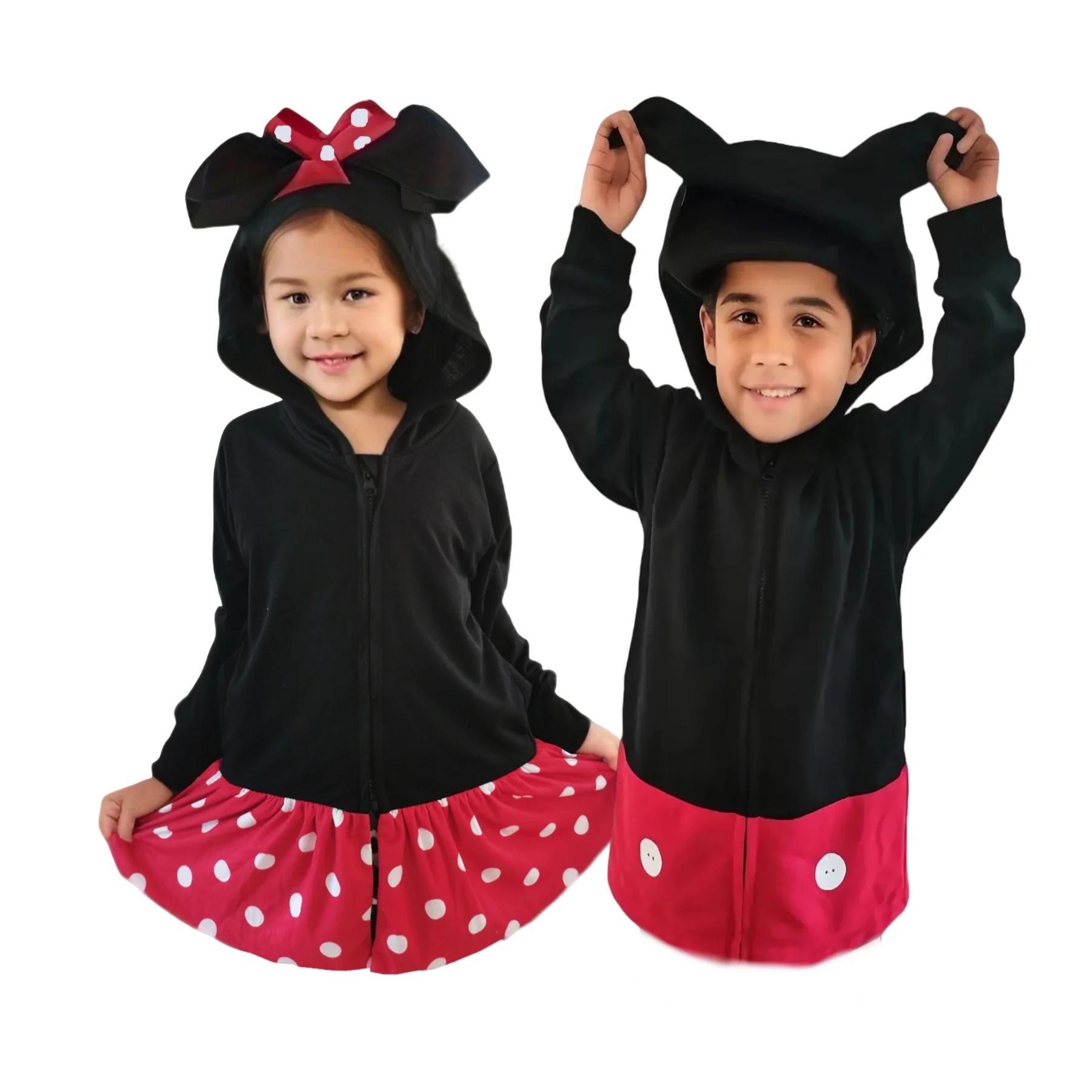 Sweat à capuche inspiré de la princesse pour fille, avec poches à nœuds, points rouges, haut mignon 