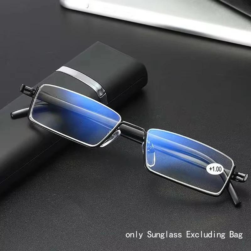 Lunettes de Lecture Anti-Lumière Bleue en Métal, Demi-Monture, pour Homme