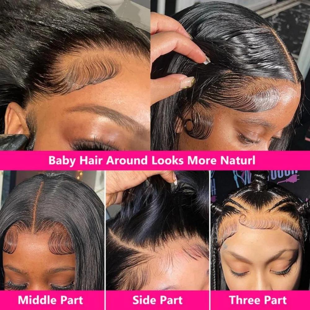 Perruque Lace Frontal Wig brésilienne naturelle, cheveux humains, Body Wave, densité 250%, 13x4, 13x
