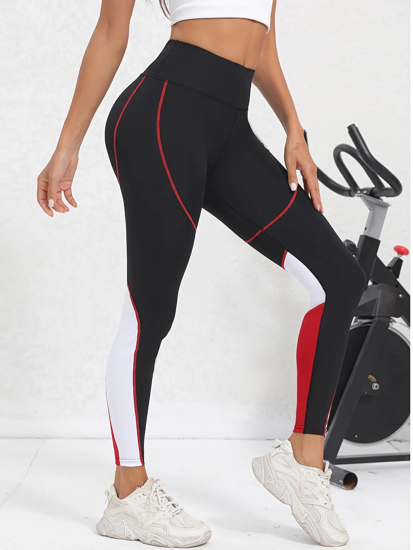 Pantalon de Yoga taille haute en maille colorée avec poches, Leggings d'entraînement pour femmes, co