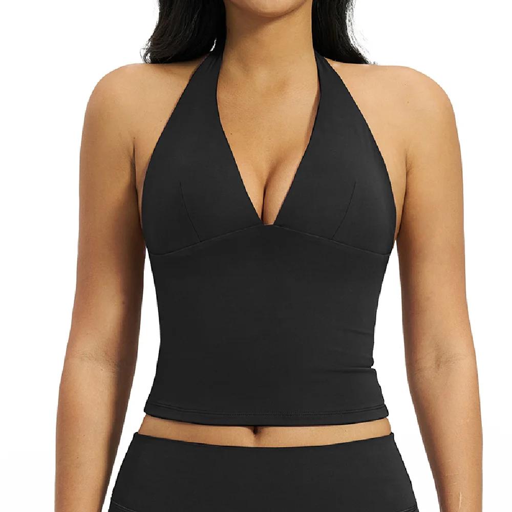 Soutien-gorge de sport sexy à décolleté plongeant pour femme, idéal pour le yoga, la gym, la course 
