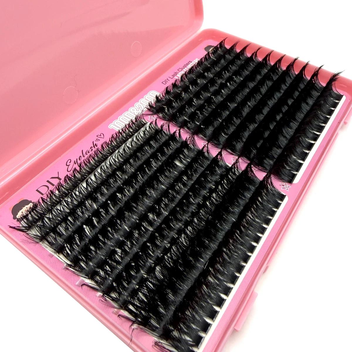 200D/100D épais moelleux grappe cils D Curl naturel doux faux cils extensions bricolage individuel M