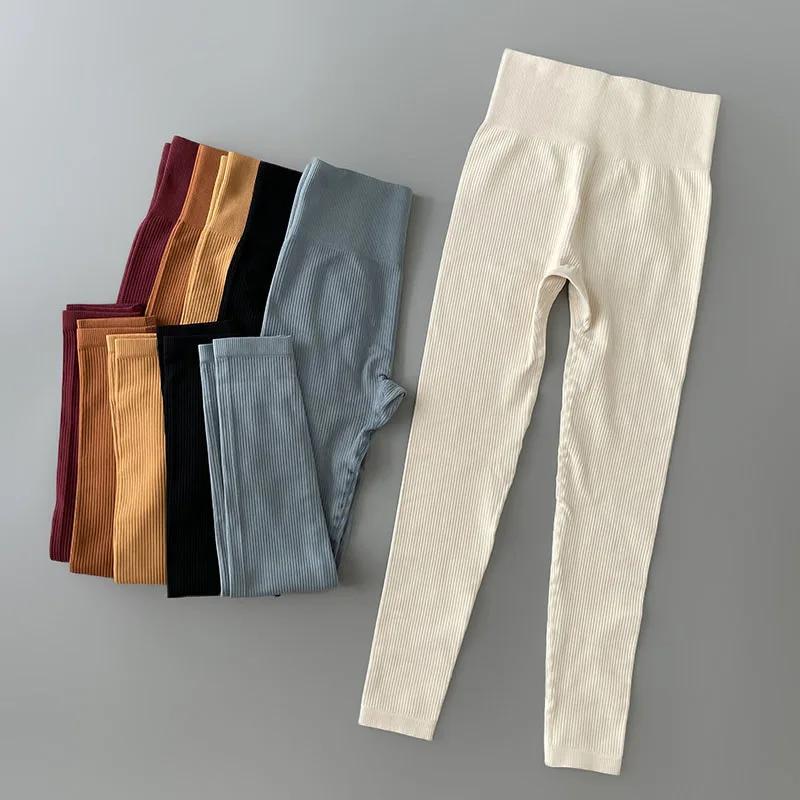 Pantalons de Yoga côtelés pour femmes, Leggings de gymnastique taille haute, collants de Sport, Fitn