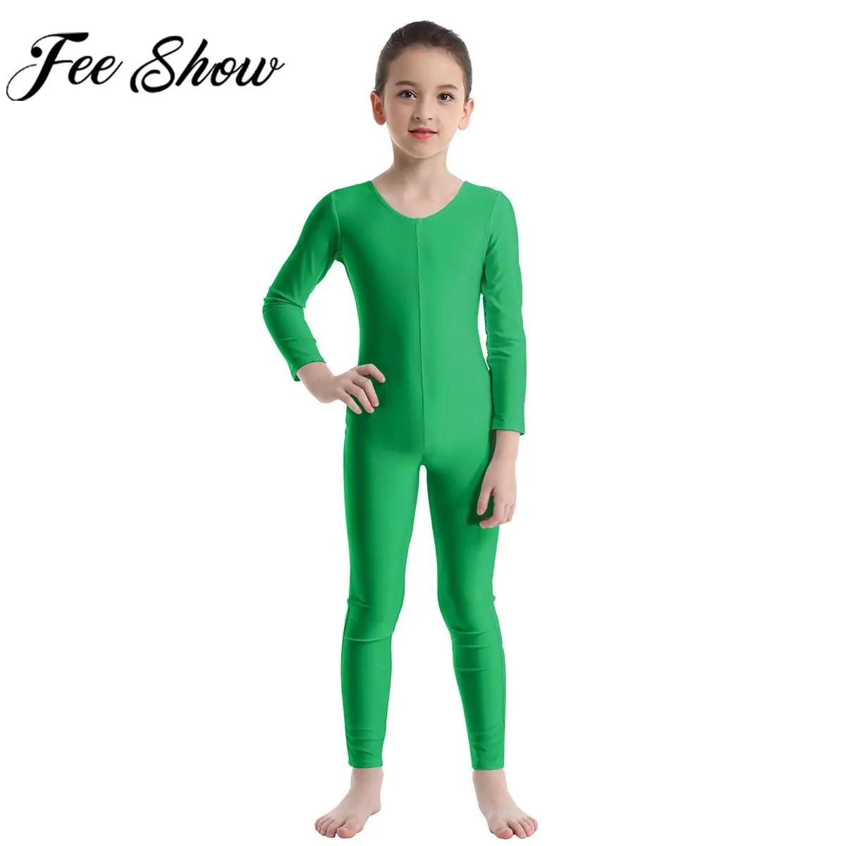 Justaucorps de gymnastique de Ballet à manches longues pour enfants filles, combinaison d'exercice d