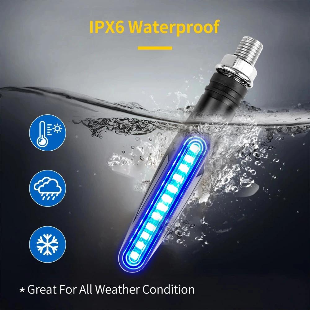 2 pièces clignotants séquentiels de moto clignotant LED lumières clignotantes d'eau qui coule indica