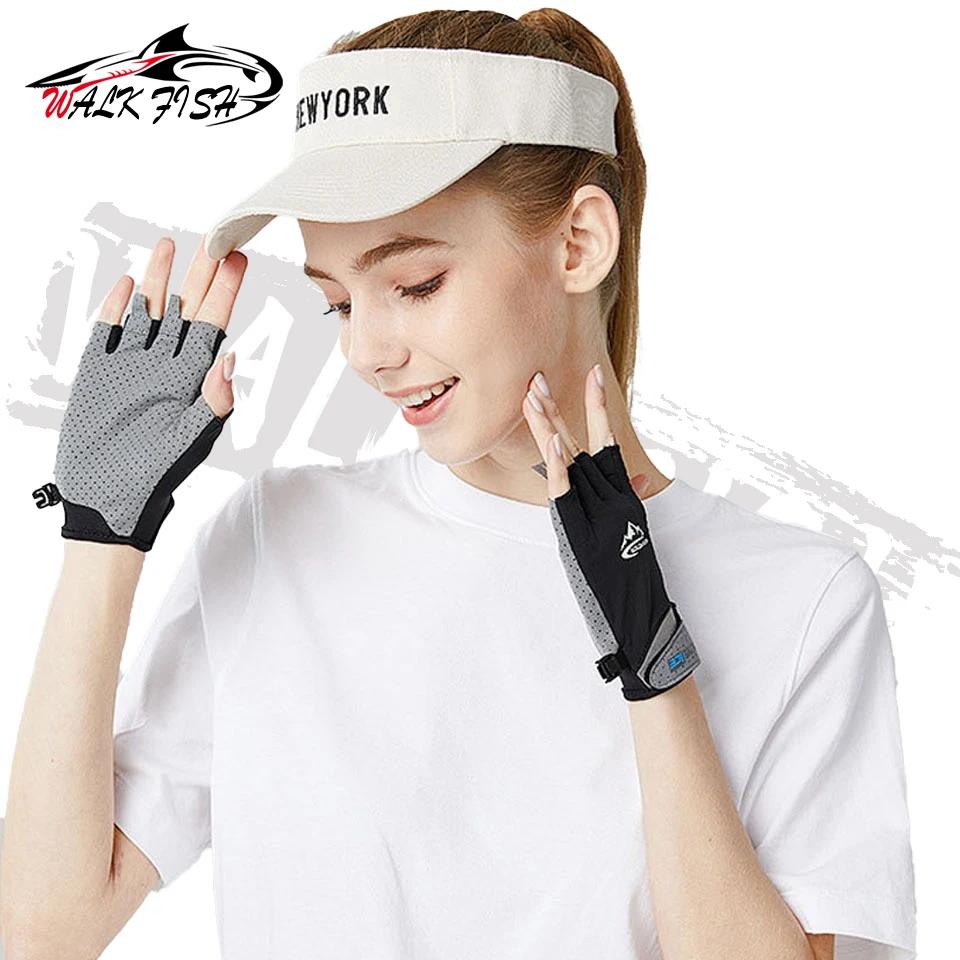 Gants sans doigts pour hommes et femmes, Protection solaire UV, demi-doigt pour la pêche, la pagaie,