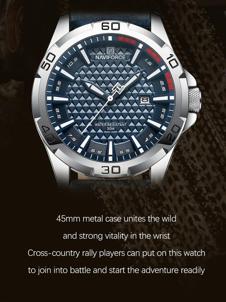 NAVIFORCE marque hommes mode montres à Quartz mâle bracelet en cuir Sport étanche montres calendrier
