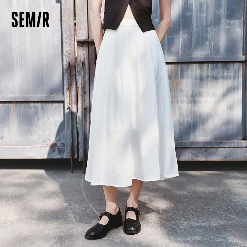 Jupe Femme Semir 2026 – Taille Élastique, Drapée, Fendue, Coupe Évasée, Style Décontracté Ample, Dou