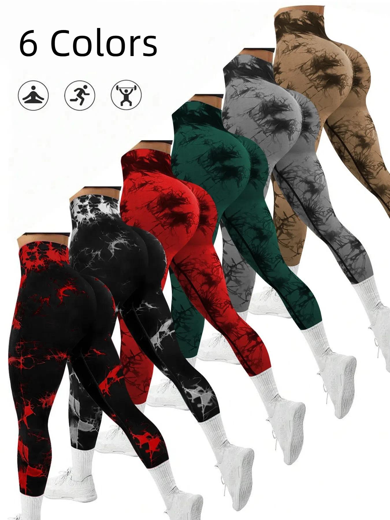 Pantalon de Yoga sans couture pour femmes, teinture par nouage, taille haute, doux et confortable, v