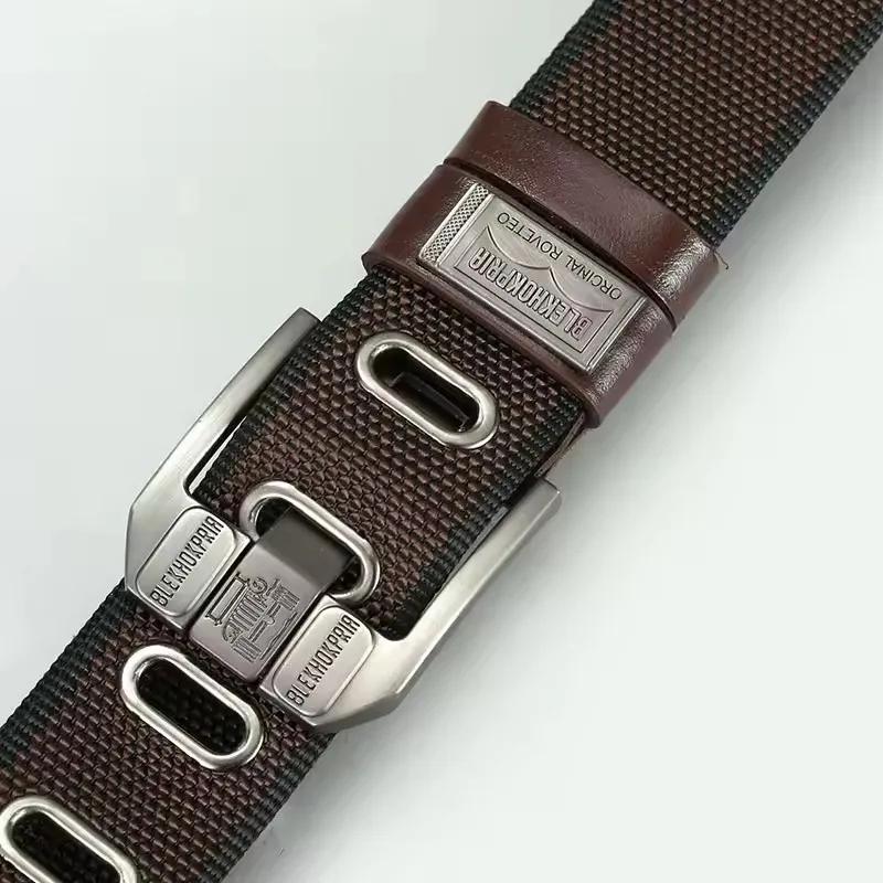 Nouvelle mode hommes boucle ardillon jeunesse salopette toile ceinture ceinture décontracté rétro dé