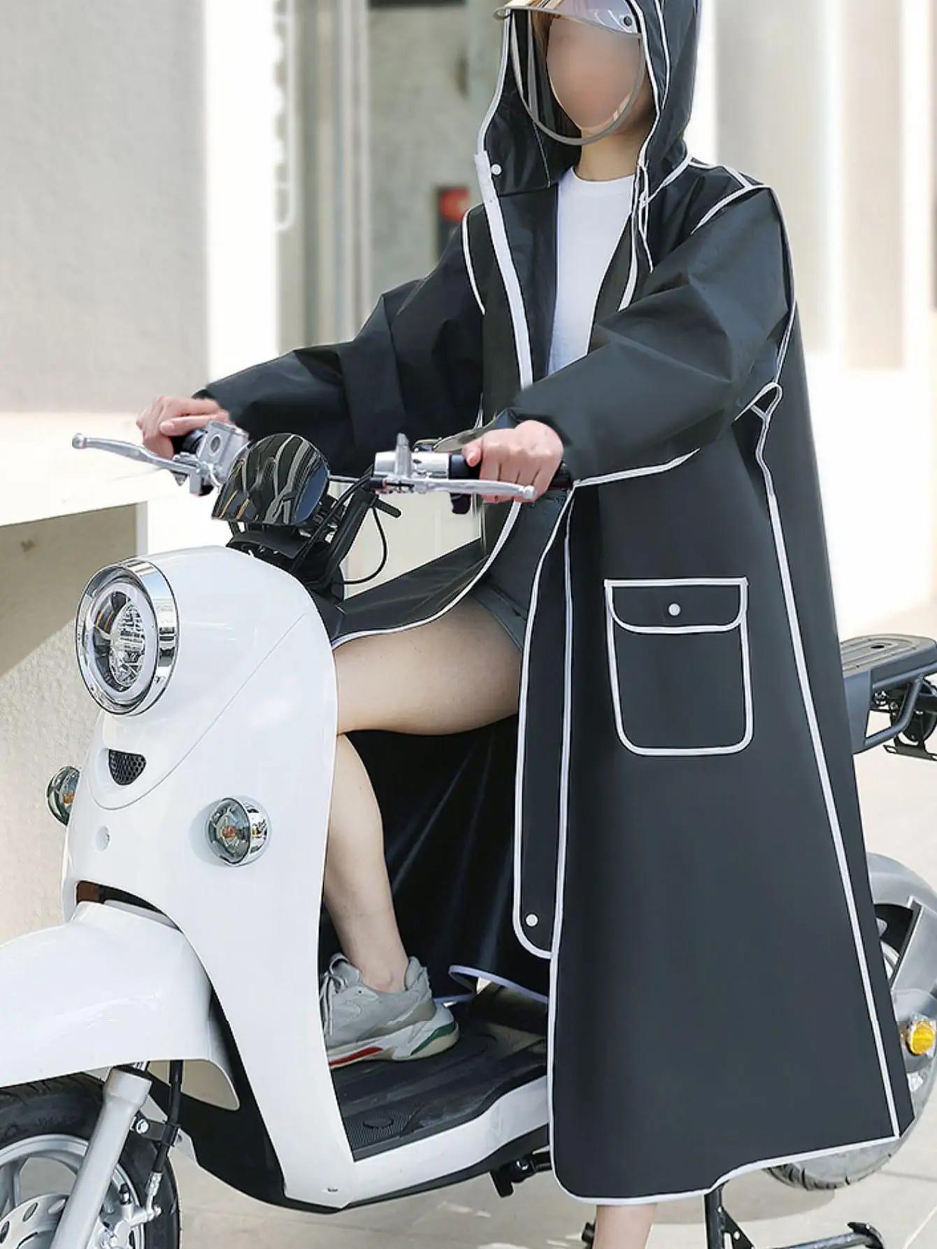 Long imperméable tout le corps résistant à la pluie vélo électrique unique femme mâle mode étudiant 
